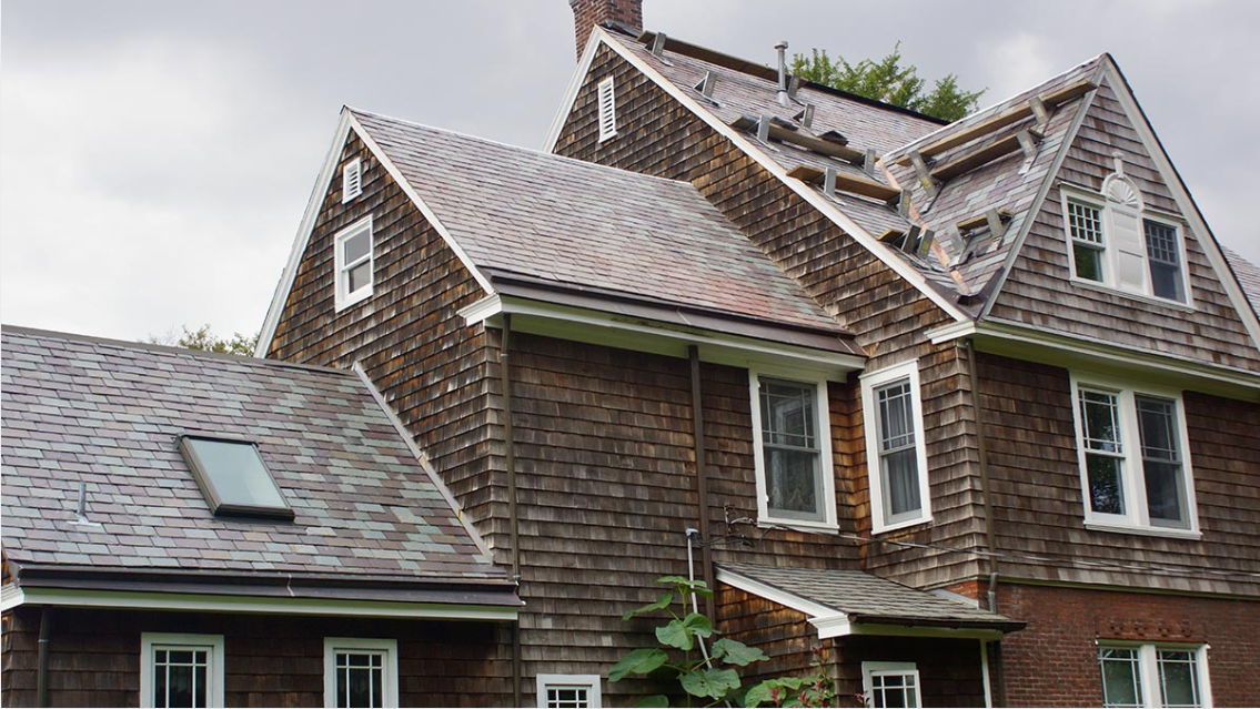 A slate roof repaired and restored by A.H. Davis & Son, Inc.